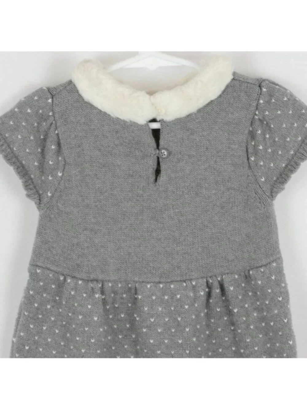 Gymboree Girls Size 4 Gray & White Fair Isle Short Sleeve Knit Sweater Dress